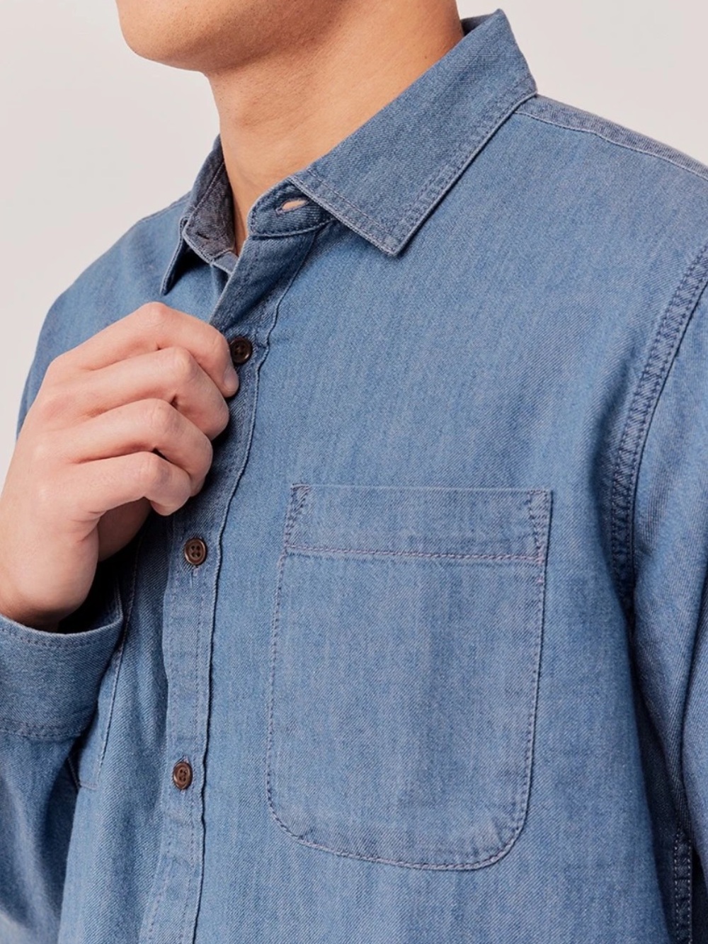 Pact organic cotton chambray ranch denim shirt - Picture 3 of 8